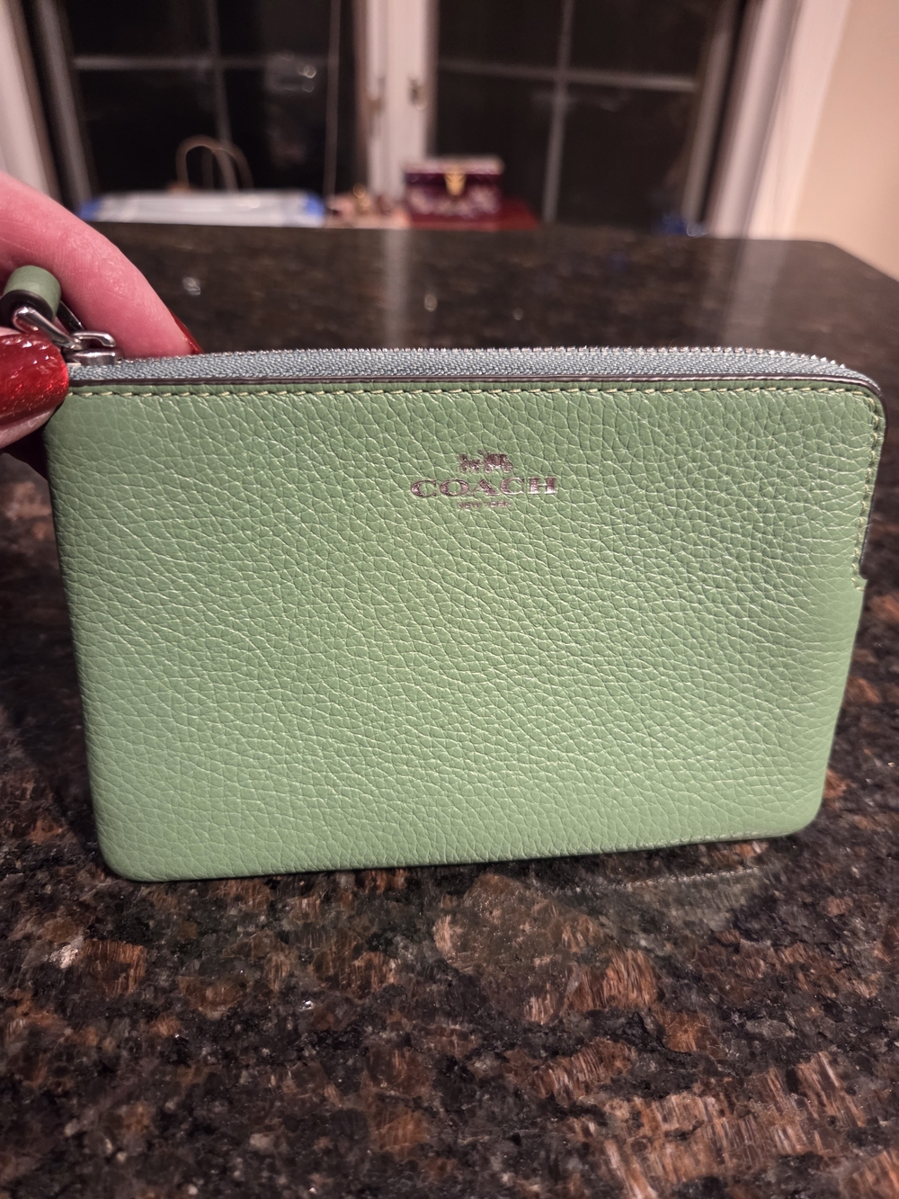Coach Pebbled Wristlet in  Green